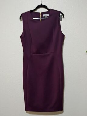 Sleeveless Plum Midi Sheath Dress - Women